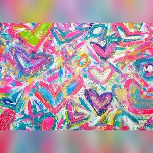 Abstract Heart Canvas Painting